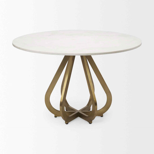 Laurent White Marble Top Dining Table-Dining Tables-Mercana-LOOMLAN