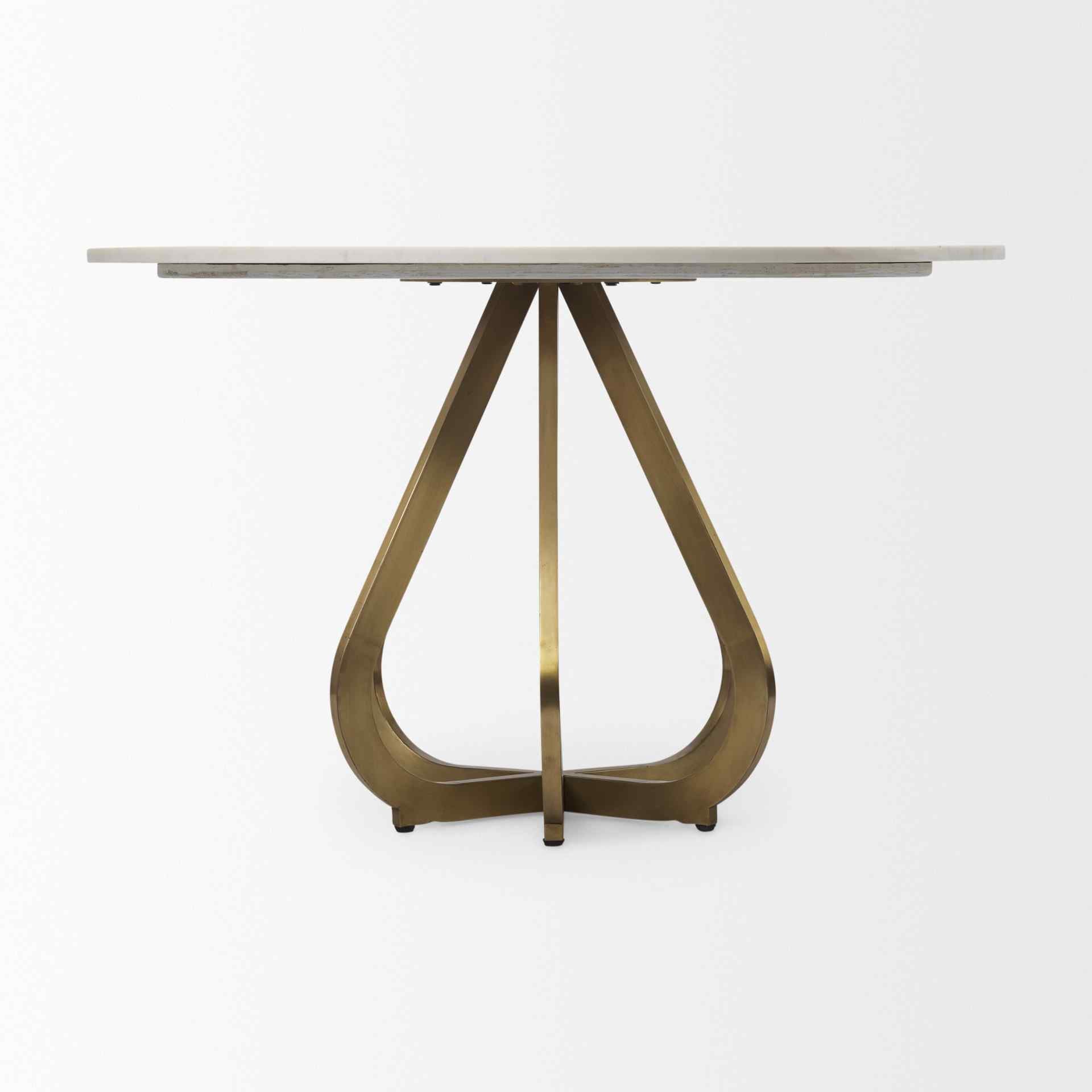 Laurent White Marble Top Dining Table-Dining Tables-Mercana-LOOMLAN