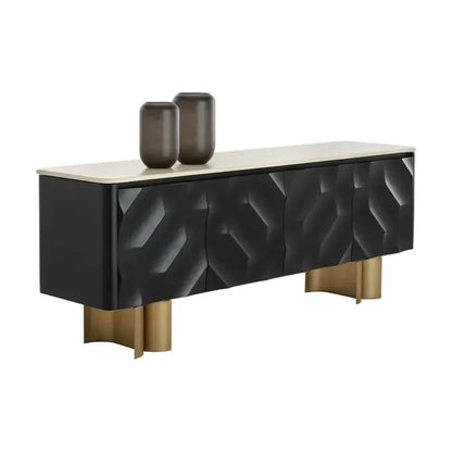 Lautrec Marble Topped Black Sideboard - LOOMLAN - SUNPAN - Sideboards
