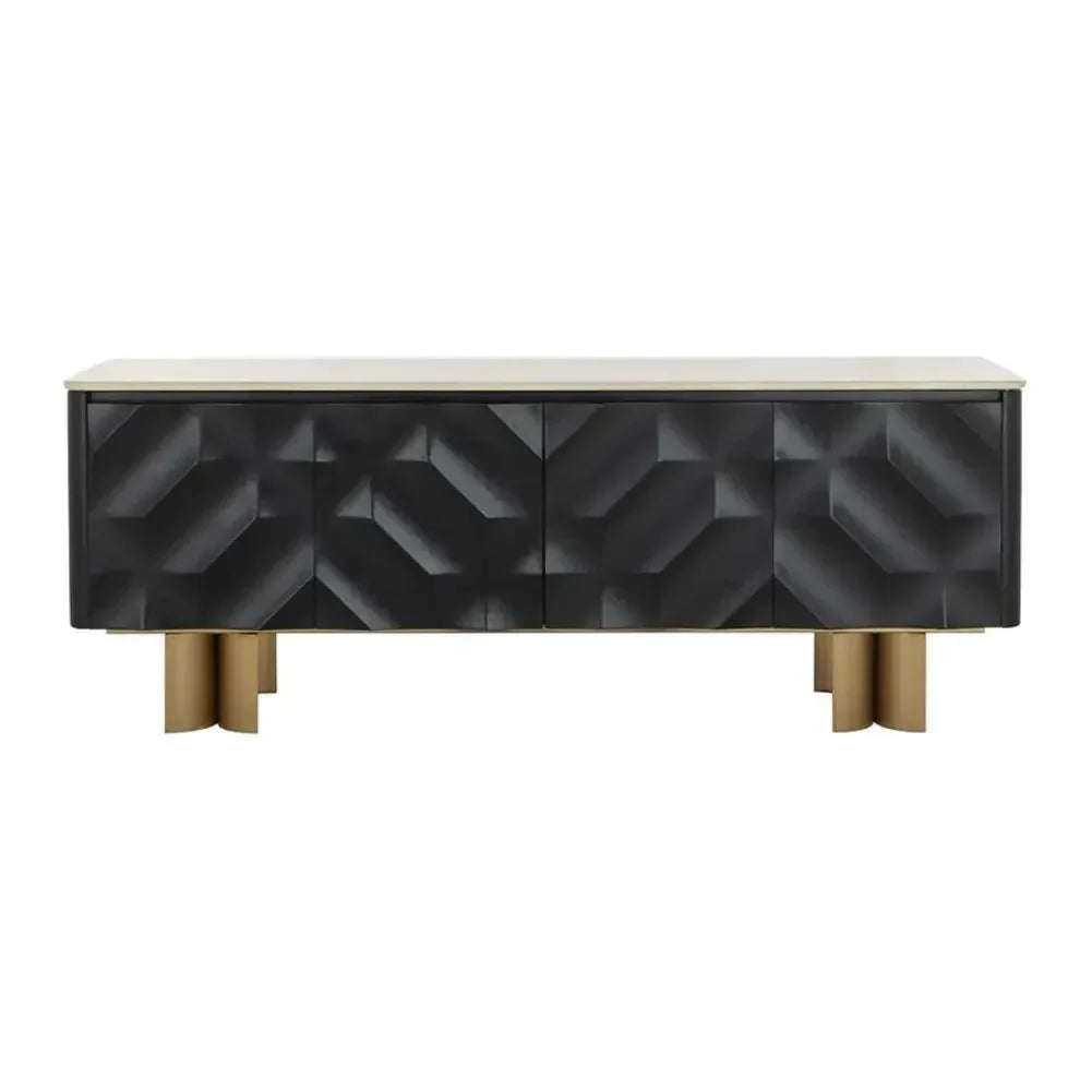 Lautrec Marble Topped Black Sideboard - LOOMLAN - SUNPAN - Sideboards