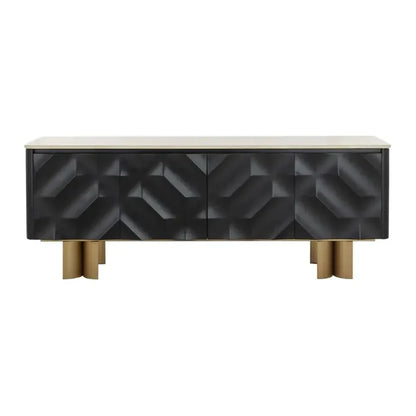Lautrec Marble Topped Black Sideboard - LOOMLAN - SUNPAN - Sideboards
