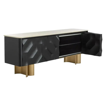 Lautrec Marble Topped Black Sideboard - LOOMLAN - SUNPAN - Sideboards