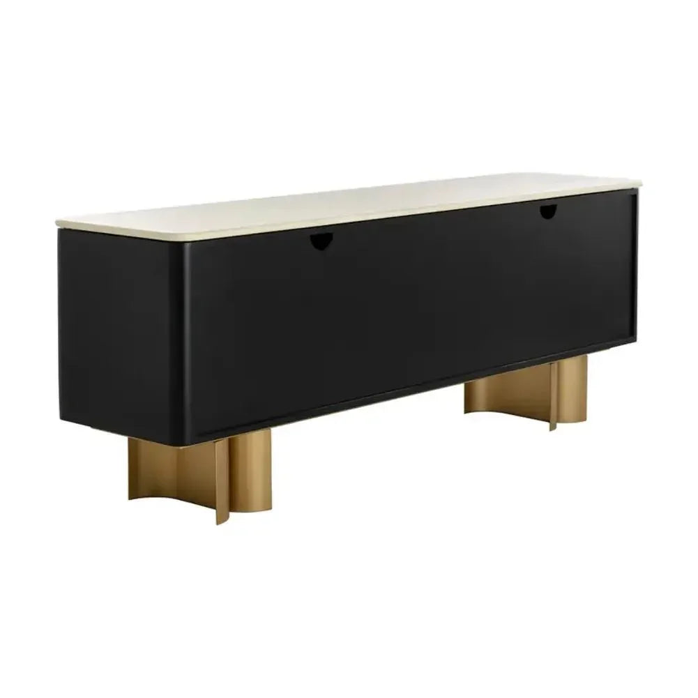 Lautrec Marble Topped Black Sideboard - LOOMLAN - SUNPAN - Sideboards
