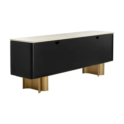 Lautrec Marble Topped Black Sideboard - LOOMLAN - SUNPAN - Sideboards