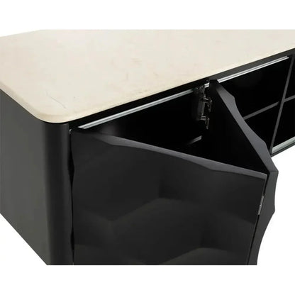 Lautrec Marble Topped Black Sideboard - LOOMLAN - SUNPAN - Sideboards