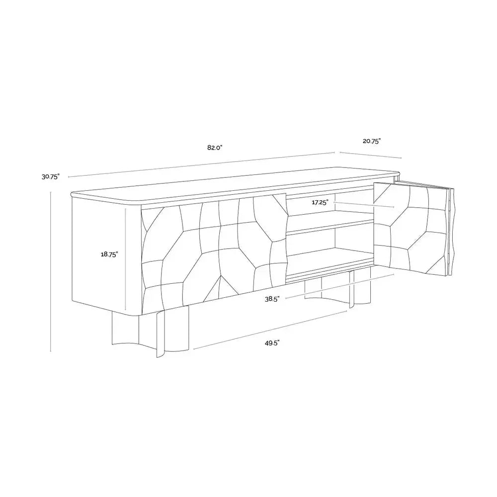 Lautrec Marble Topped Black Sideboard - LOOMLAN - SUNPAN - Sideboards