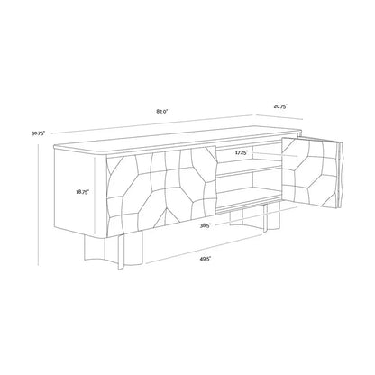 Lautrec Marble Topped Black Sideboard - LOOMLAN - SUNPAN - Sideboards