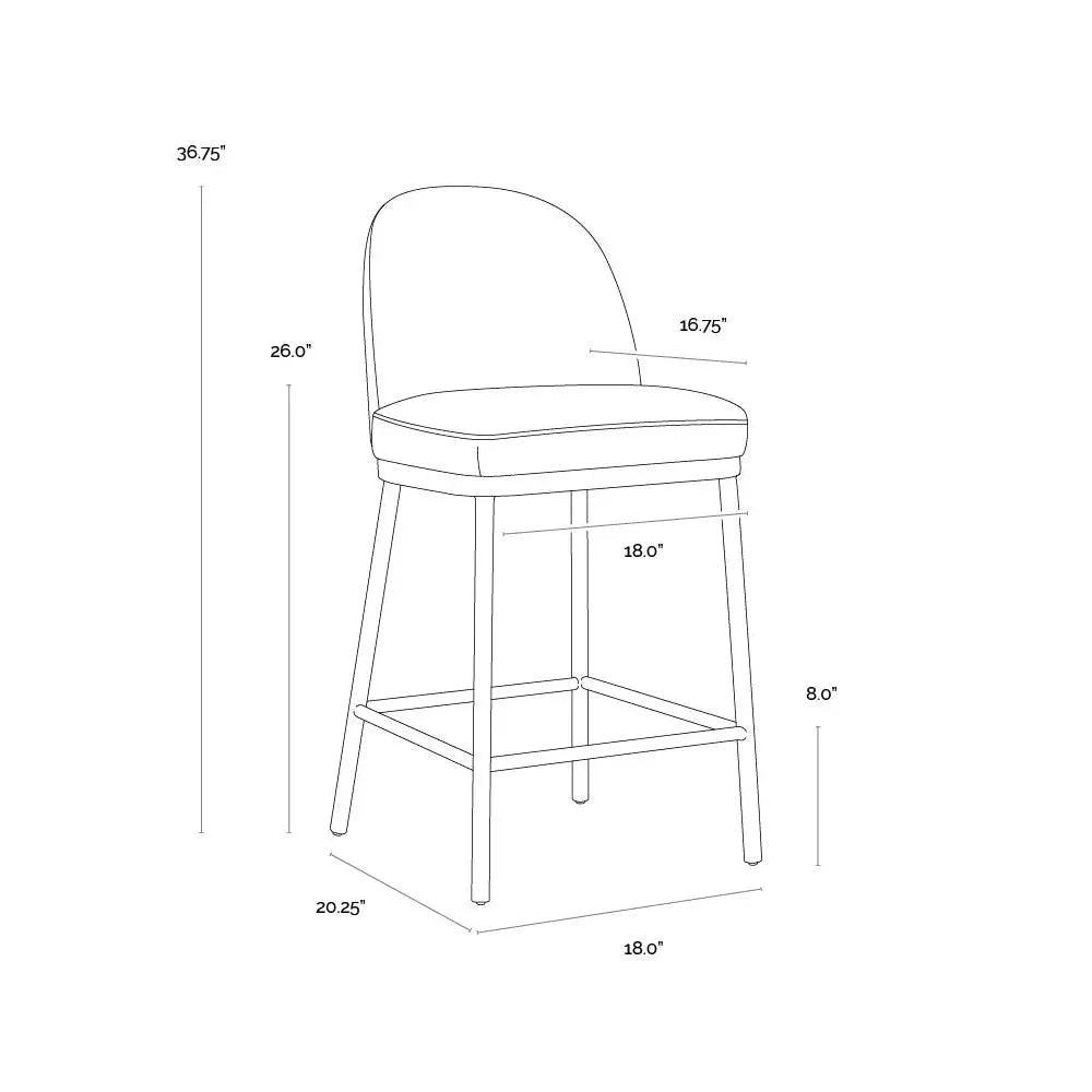 Lavania Counter Stool With Antique Brass - LOOMLAN - SUNPAN - Counter Stools