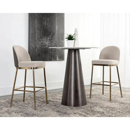 Lavania Barstool Meg Taupe Porcini Taupe Brass Legs - LOOMLAN - SUNPAN - Bar Stools