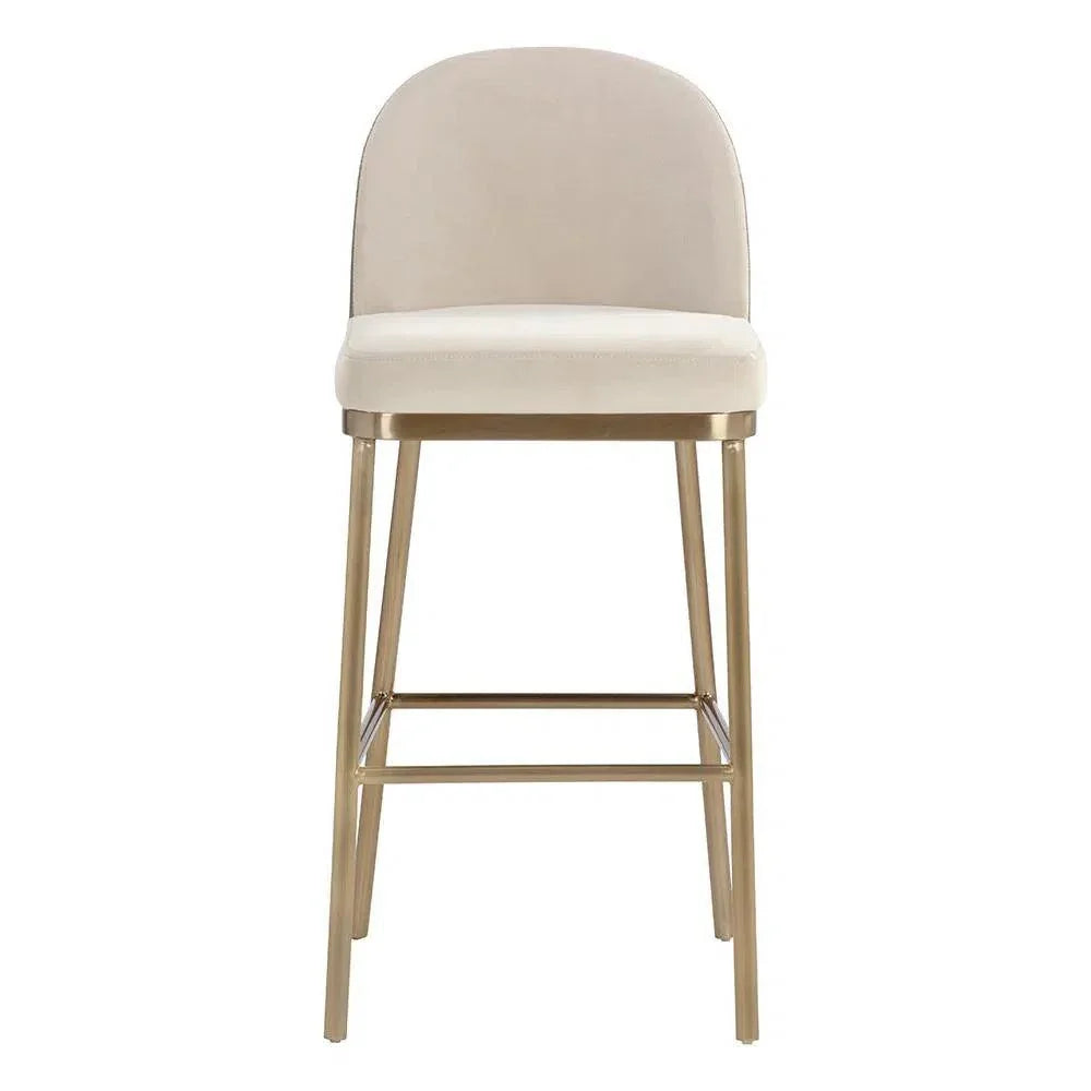 Lavania Barstool Meg Taupe Porcini Taupe Brass Legs - LOOMLAN - SUNPAN - Bar Stools