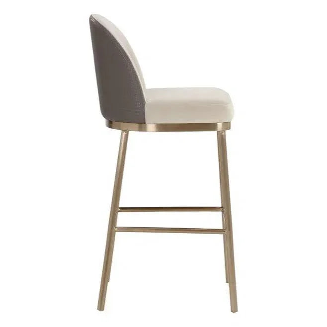 Lavania Barstool Meg Taupe Porcini Taupe Brass Legs - LOOMLAN - SUNPAN - Bar Stools