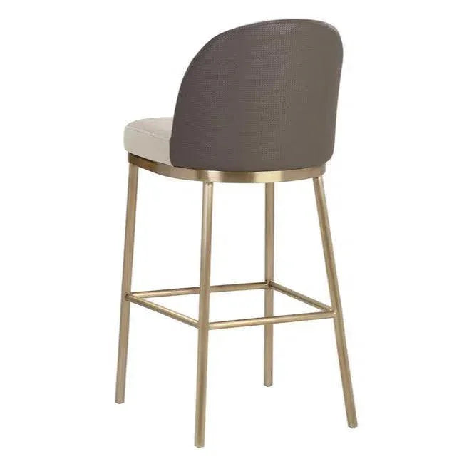 Lavania Barstool Meg Taupe Porcini Taupe Brass Legs - LOOMLAN - SUNPAN - Bar Stools