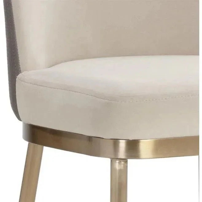 Lavania Barstool Meg Taupe Porcini Taupe Brass Legs - LOOMLAN - SUNPAN - Bar Stools