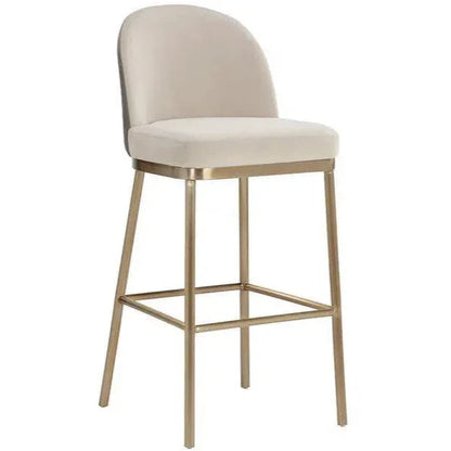 Lavania Barstool Meg Taupe Porcini Taupe Brass Legs - LOOMLAN - SUNPAN - Bar Stools