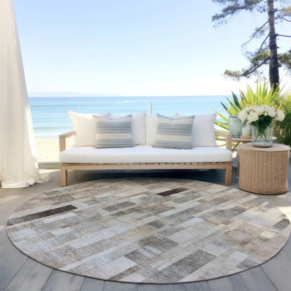 Laventhia Brown Washable Indoor - Outdoor Rug - LOOMLAN - LOOMLAN Rugs - Outdoor Rugs