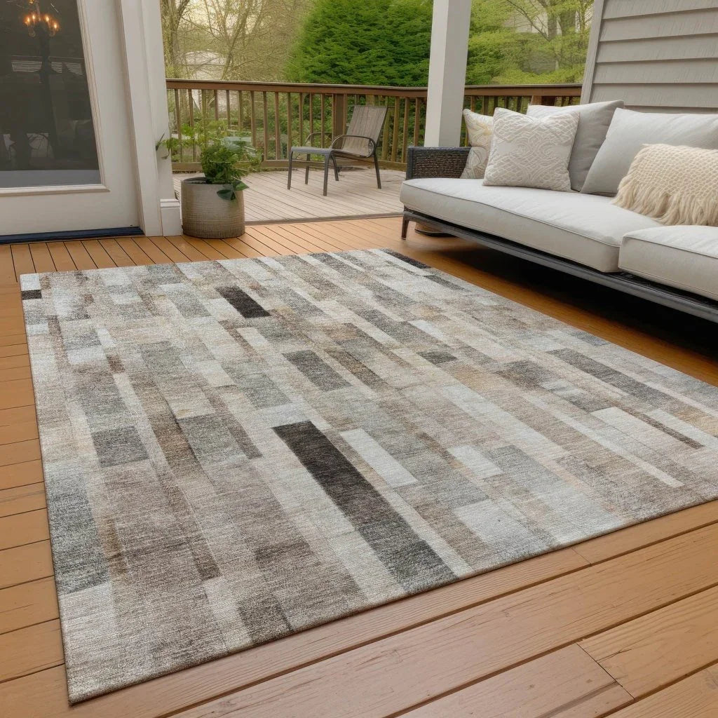 Laventhia Brown Washable Indoor - Outdoor Rug - LOOMLAN - LOOMLAN Rugs - Outdoor Rugs