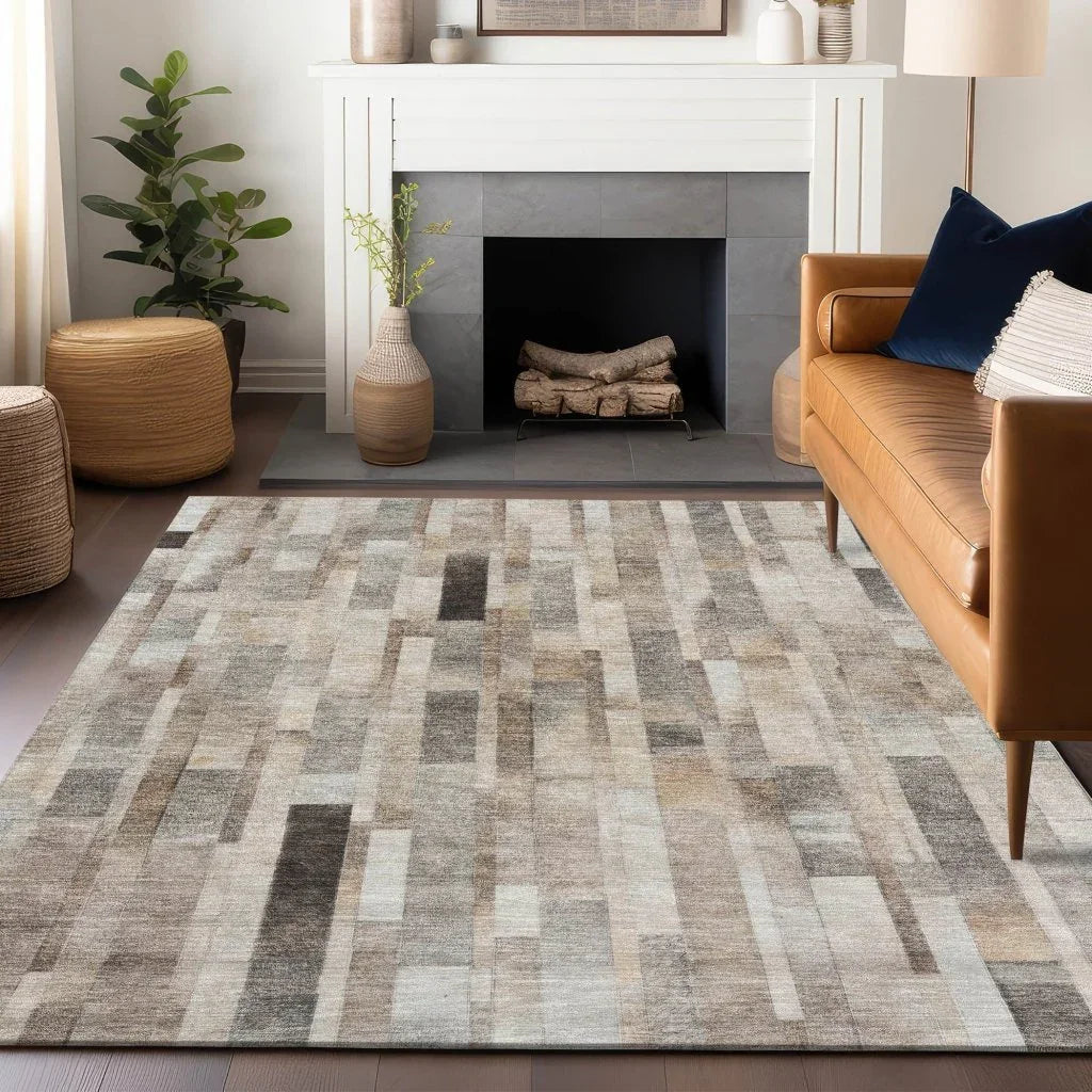 Laventhia Brown Washable Indoor - Outdoor Rug - LOOMLAN - LOOMLAN Rugs - Outdoor Rugs