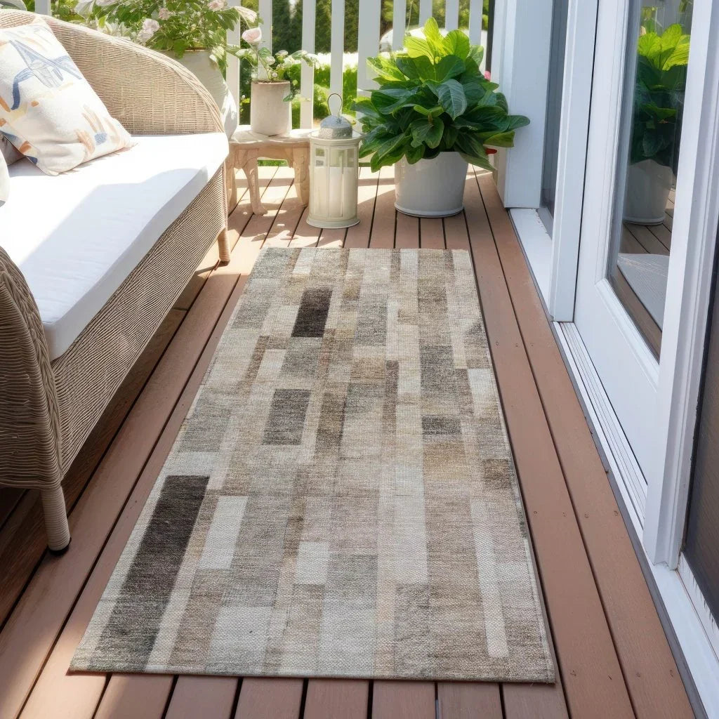 Laventhia Brown Washable Indoor - Outdoor Rug - LOOMLAN - LOOMLAN Rugs - Outdoor Rugs
