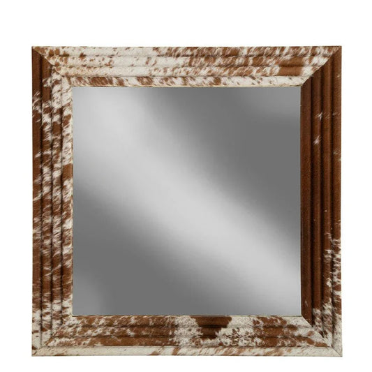 Laverne Hair On Hide Warpped Frame Wall Mirror - LOOMLAN - Furniture Classics - Wall Mirrors