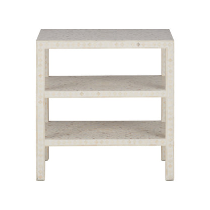 Leaf Inlay Wooden Side Table