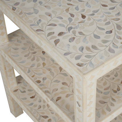 Leaf Inlay Wooden Side Table