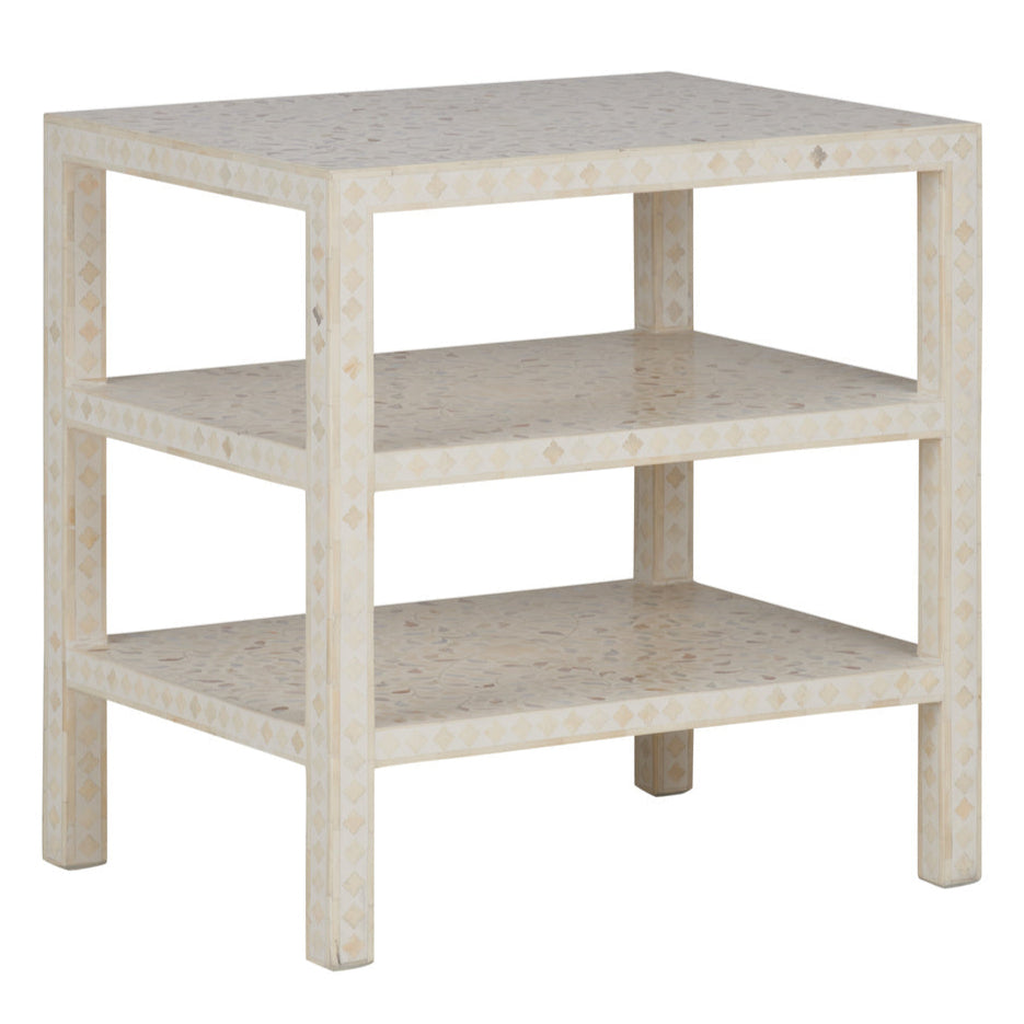 Leaf Inlay Wooden Side Table