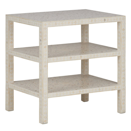 Leaf Inlay Wooden Side Table