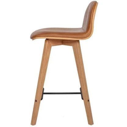 Leather Counter Stool Tan Brown Scandinavian - LOOMLAN - Moe's Home - Counter Stools