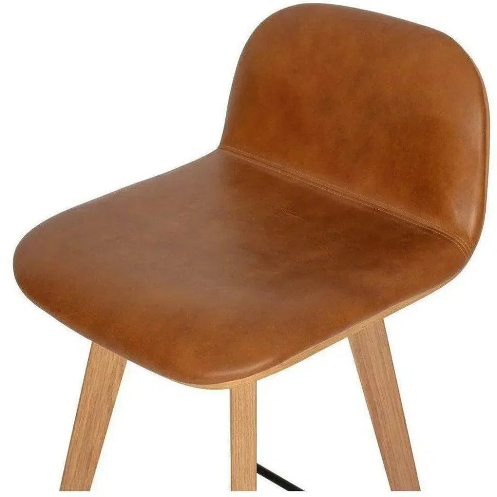 Leather Counter Stool Tan Brown Scandinavian - LOOMLAN - Moe's Home - Counter Stools