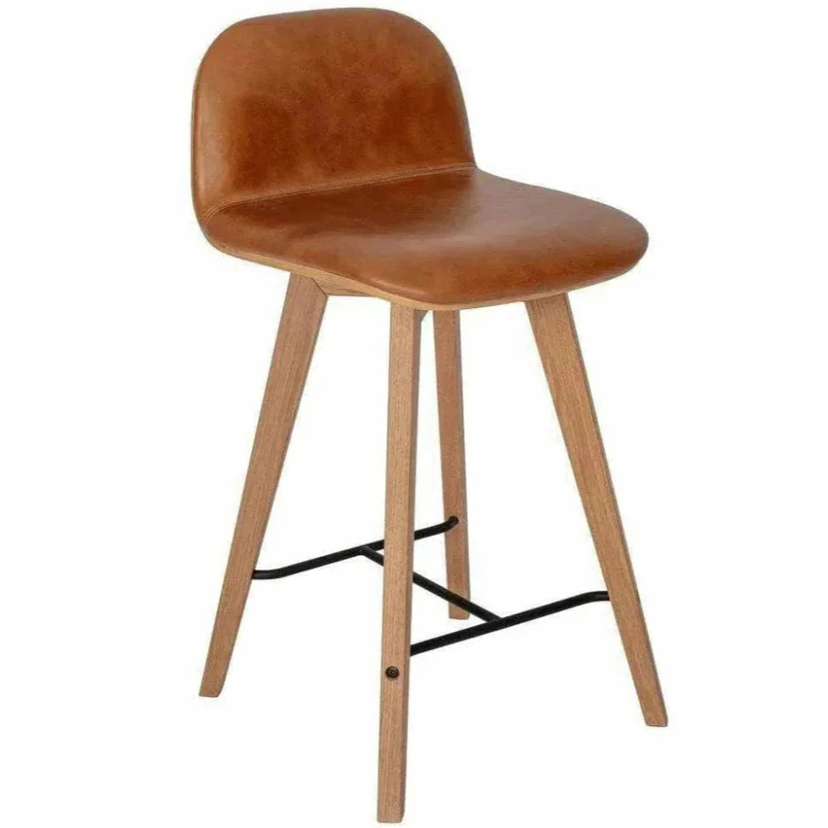 Leather Counter Stool Tan Brown Scandinavian - LOOMLAN - Moe's Home - Counter Stools