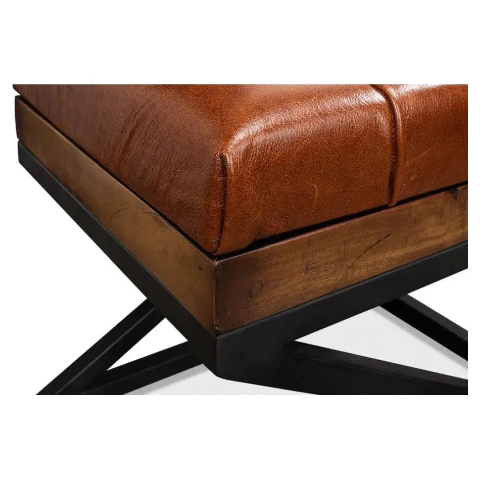 Leather Cushion Bench for Bedroom - LOOMLAN - Sarreid - Bedroom Benches