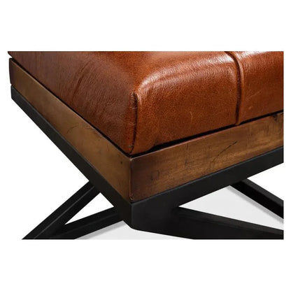 Leather Cushion Bench for Bedroom - LOOMLAN - Sarreid - Bedroom Benches