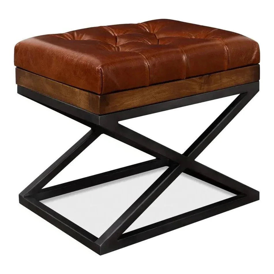 Leather Cushion Bench for Bedroom - LOOMLAN - Sarreid - Bedroom Benches