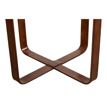 Leather Round Harness Table - LOOMLAN - Sarreid - Side Tables