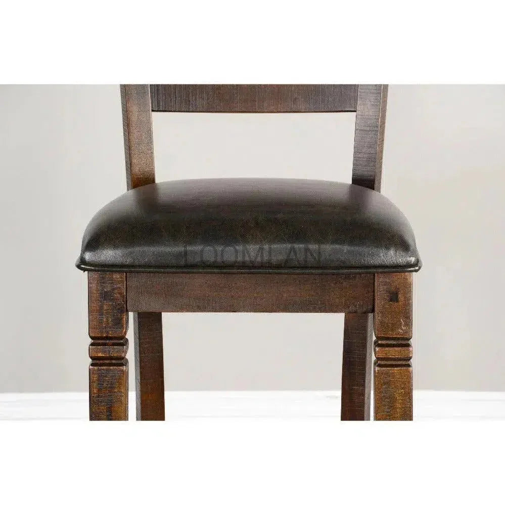 Ladderback Dining Chair Leather Seat Set - LOOMLAN - Sunny D - Dining Chairs