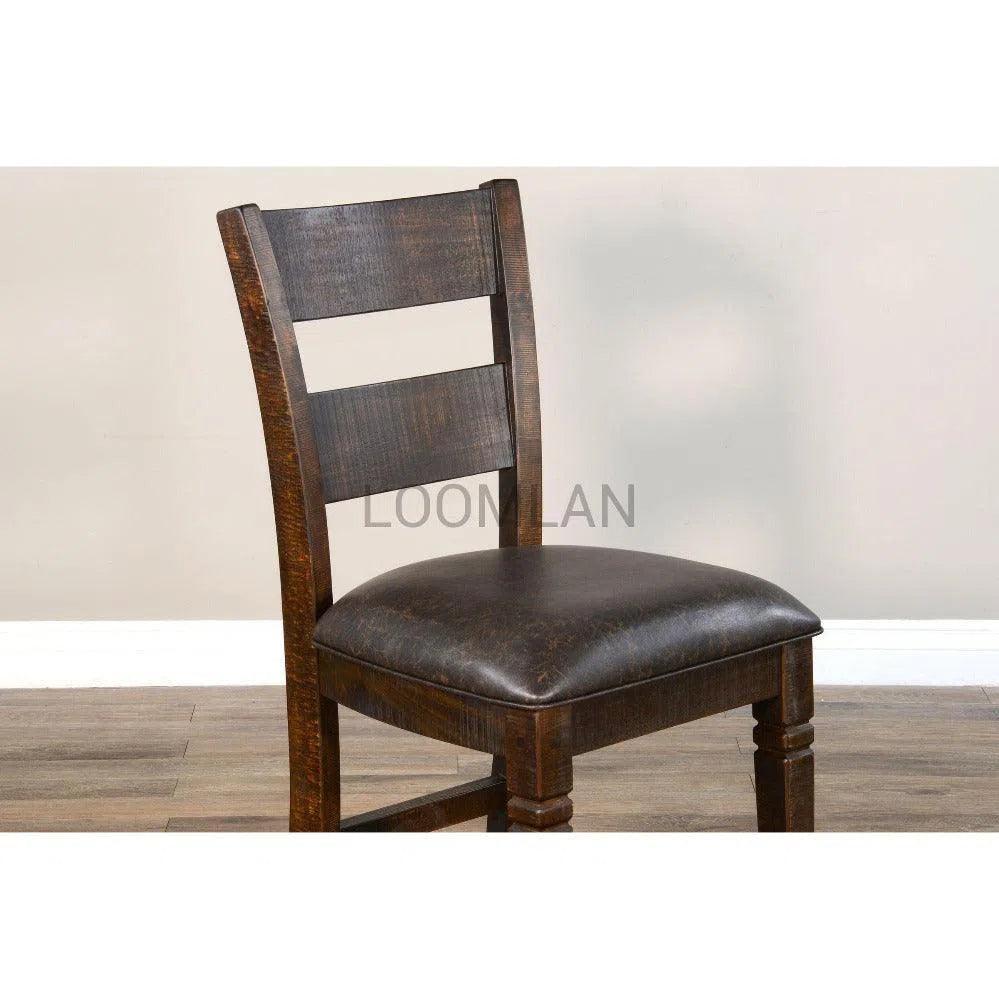Ladderback Dining Chair Leather Seat Set - LOOMLAN - Sunny D - Dining Chairs