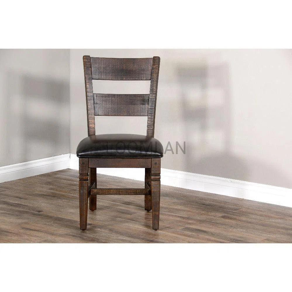 Ladderback Dining Chair Leather Seat Set - LOOMLAN - Sunny D - Dining Chairs