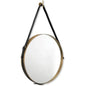 Leather Strap Round Gold Mirror - Large - LOOMLAN - Jamie Young - Wall Mirrors