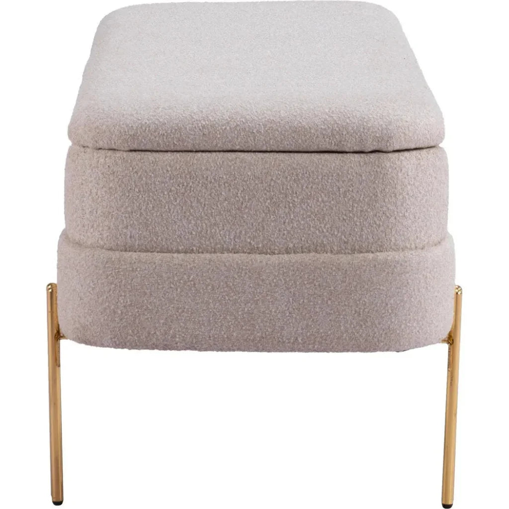 Lebreton Oatmeal Wood & Steel Beige Storage Bench - LOOMLAN - Zuo Modern - Bedroom Benches