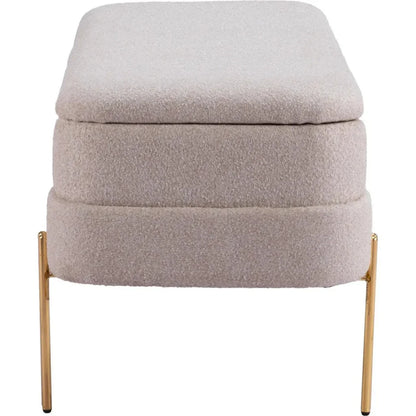 Lebreton Oatmeal Wood & Steel Beige Storage Bench - LOOMLAN - Zuo Modern - Bedroom Benches