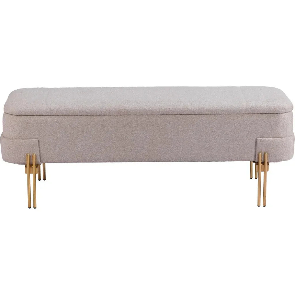 Lebreton Oatmeal Wood & Steel Beige Storage Bench - LOOMLAN - Zuo Modern - Bedroom Benches