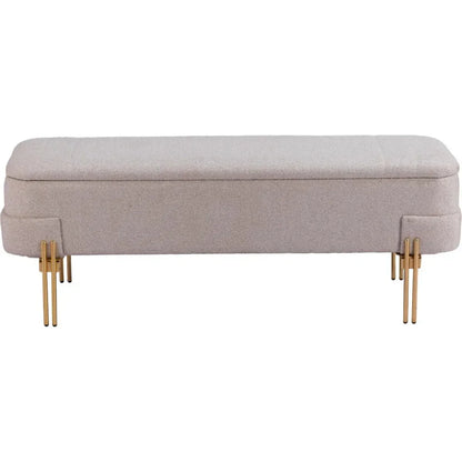 Lebreton Oatmeal Wood & Steel Beige Storage Bench - LOOMLAN - Zuo Modern - Bedroom Benches