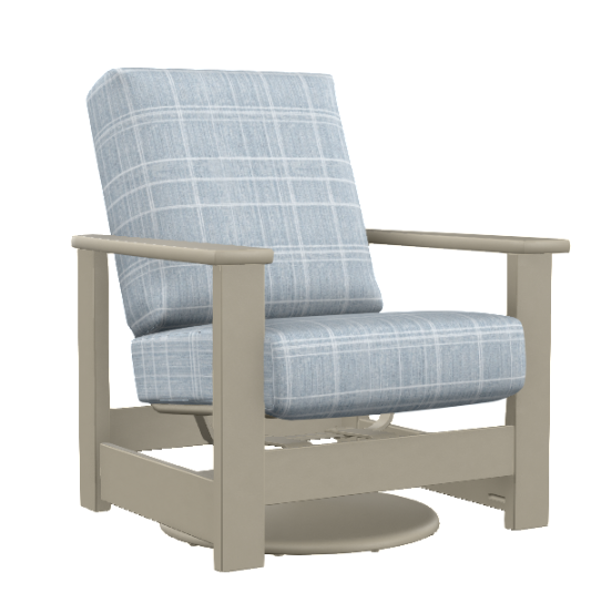 Chair with blue plaid cushion on a white background