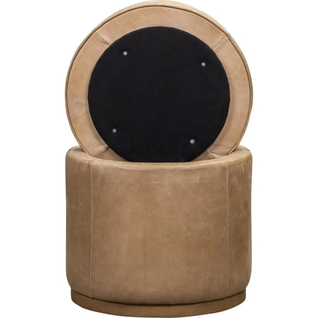 Leg Up Leather With Storage Swivel Ottoman - LOOMLAN - Olivia + Quinn - Ottomans