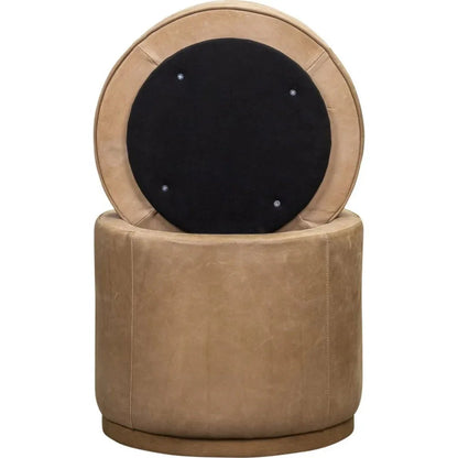 Leg Up Leather With Storage Swivel Ottoman - LOOMLAN - Olivia + Quinn - Ottomans