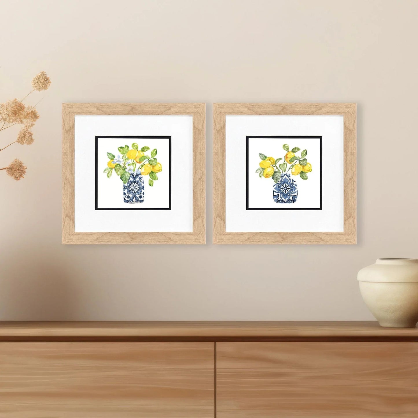 Lemon Life Blue Framed Wall Art 2PC