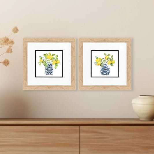 Lemon Life Blue Framed Wall Art 2PC