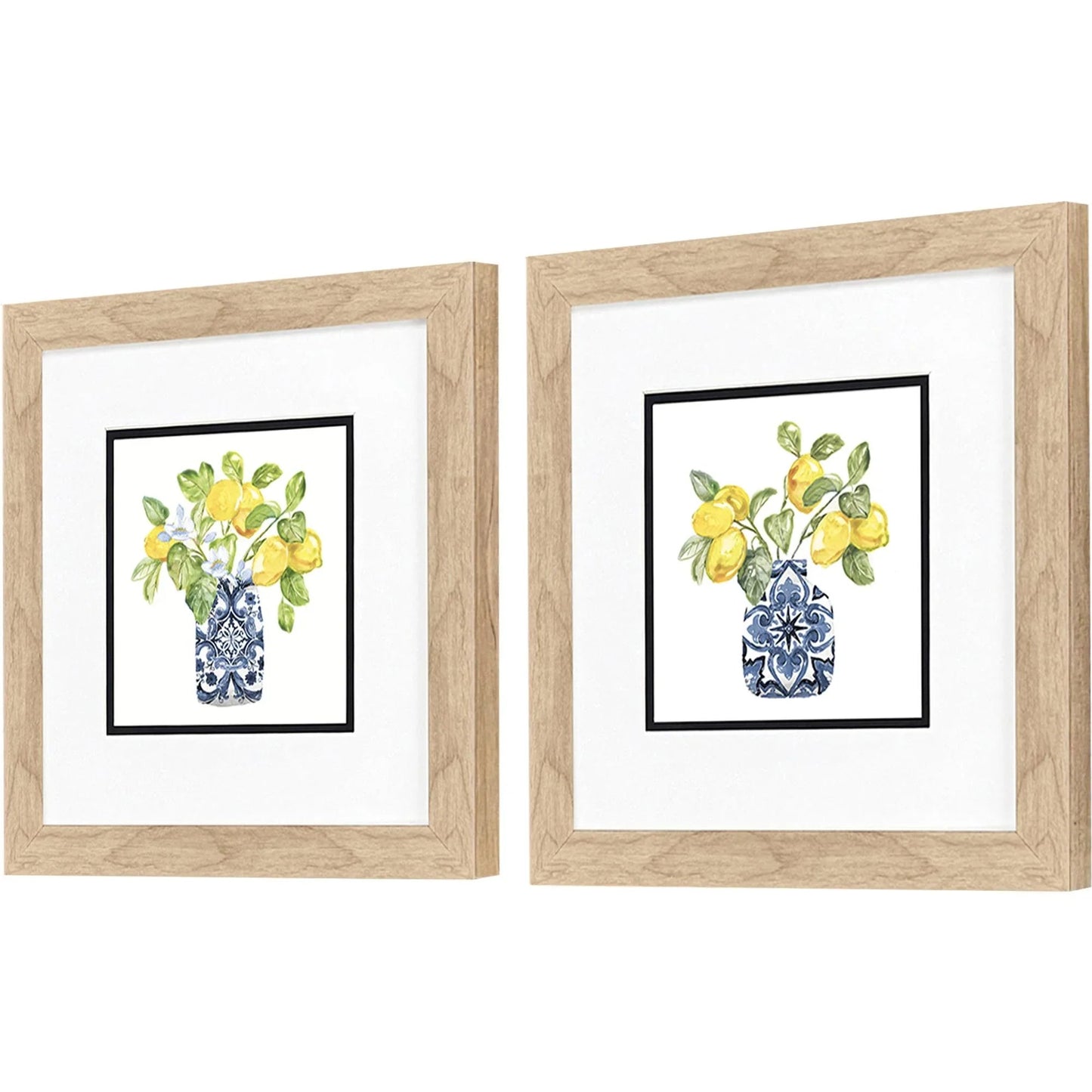 Lemon Life Blue Framed Wall Art 2PC