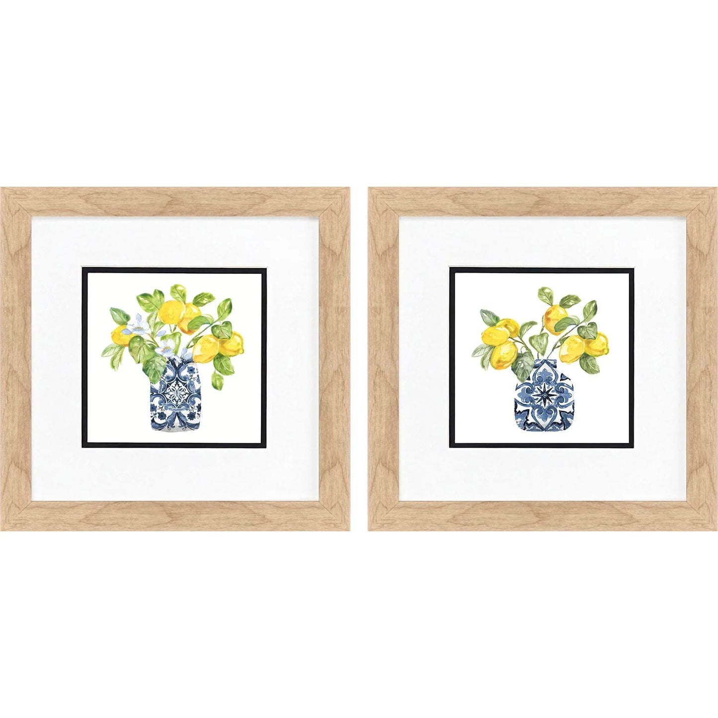 Lemon Life Blue Framed Wall Art 2PC