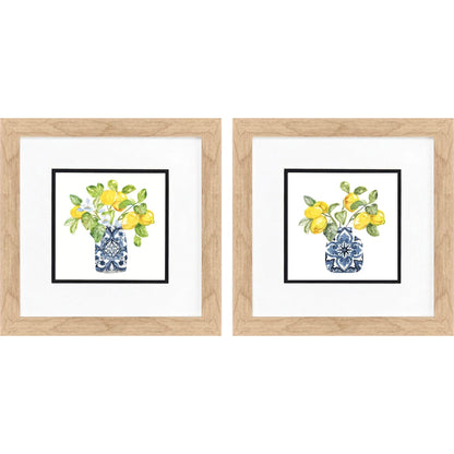 Lemon Life Blue Framed Wall Art 2PC